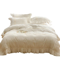 HKM-236243 Cotton Washed Ruffled Quilt Cover Set - Available in Multiple Sizes