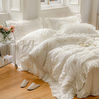 HKM-236243 Cotton Washed Ruffled Quilt Cover Set - Available in Multiple Sizes