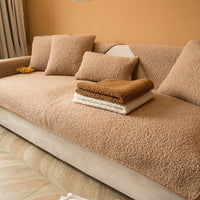HKM-236307 Thickened Plush Sofa Cover for All-Season Comfort in Solid Colors