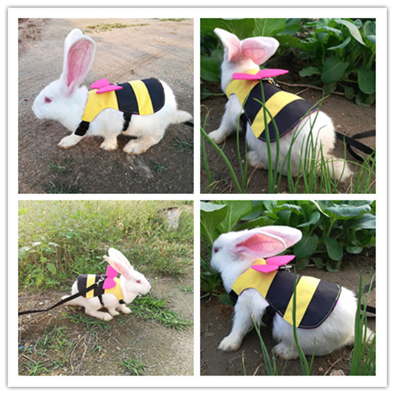 HKM-236435 Bee-Themed Cat Walking Chest Harness - Brushed Cloth, Multiple Sizes Available