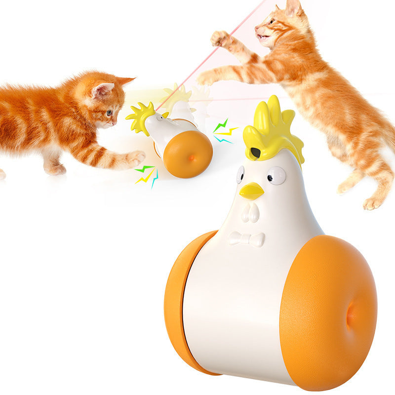 HKM-236691 Funny Cat Toy New Product Electric Sounding Tumbler Hair Laser Chicken Funny Cat Toy