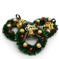 HKM-236691 Mini Christmas Wreath Decoration with Iron Bell and Ribbon, Ideal for Holiday Baking Decor
