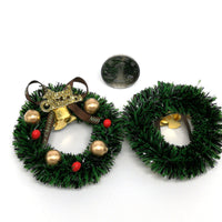 HKM-236691 Mini Christmas Wreath Decoration with Iron Bell and Ribbon, Ideal for Holiday Baking Decor