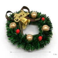HKM-236691 Mini Christmas Wreath Decoration with Iron Bell and Ribbon, Ideal for Holiday Baking Decor