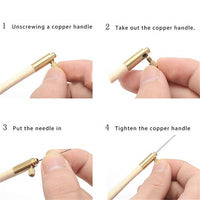 HKM-236755 Anti-French Embroidery Crochet Hook Set with 3 Solid Wood Needles - 135mm