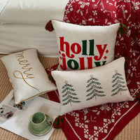 HKM-236883 Christmas Decorative Pillow Cover - Modern Design in White, Red, and Green (30x50cm)