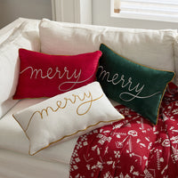 HKM-236883 Christmas Decorative Pillow Cover - Modern Design in White, Red, and Green (30x50cm)