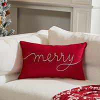 HKM-236883 Christmas Decorative Pillow Cover - Modern Design in White, Red, and Green (30x50cm)