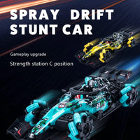HKM-237075 2.4G Remote Control Drift Car with LED Lights and Mist Spray – 360 Spin Function Suitable for Ages 5 and Up