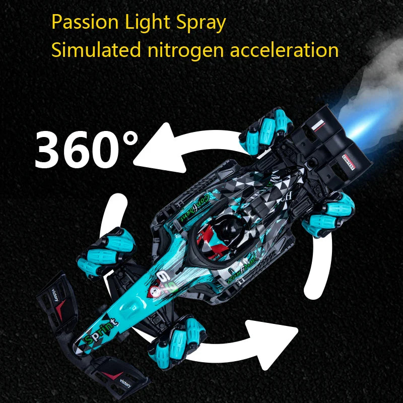 HKM-237075 2.4G Remote Control Drift Car with LED Lights and Mist Spray – 360 Spin Function Suitable for Ages 5 and Up