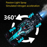 HKM-237075 2.4G Remote Control Drift Car with LED Lights and Mist Spray – 360 Spin Function Suitable for Ages 5 and Up
