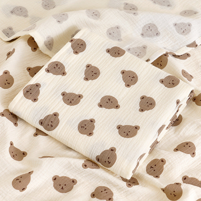 HKM-237075 Korean Baby Double-Layer Gauze Bath Towel in Fun Patterns and Soft Colors
