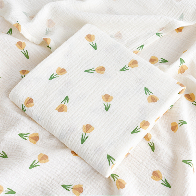 HKM-237075 Korean Baby Double-Layer Gauze Bath Towel in Fun Patterns and Soft Colors