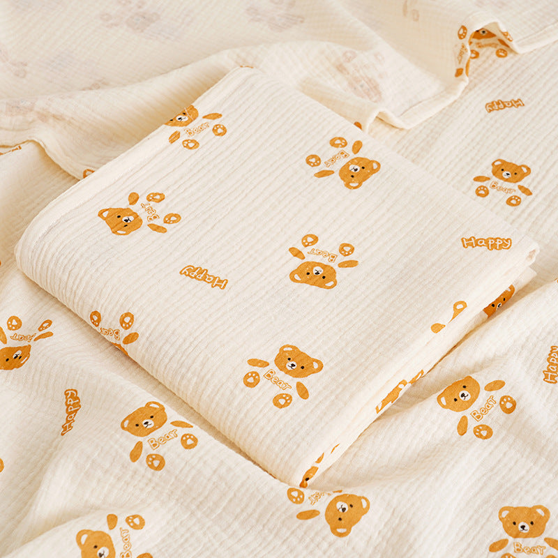 HKM-237075 Korean Baby Double-Layer Gauze Bath Towel in Fun Patterns and Soft Colors