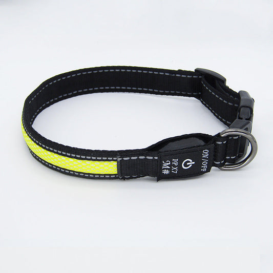 HKM-237075 LED Nylon Mesh Pet Collar with Type-C Charging Port, Waterproof Design, Multiple Colors and Sizes Available