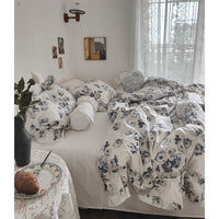 HKM-237075 Vintage Camellia Cotton Four-Piece Duvet Cover and Sheet Set