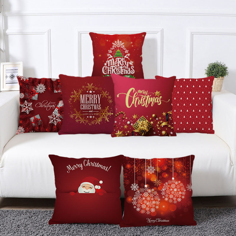 HKM-237139 Cartoon Print Cotton and Linen Pillowcase - Mediterranean Style Cushion Cover 45x45cm