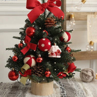 HKM-237203 Christmas Tree with Lights - 45cm Red and White Ball Decoration for Home and Desk