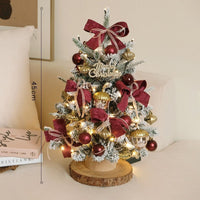 HKM-237203 Christmas Tree with Lights - 45cm Red and White Ball Decoration for Home and Desk