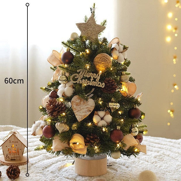 HKM-237203 Christmas Tree with Lights - 45cm Red and White Ball Decoration for Home and Desk