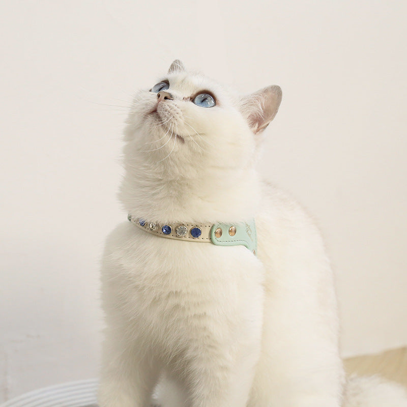 HKM-237267 Diamond Pattern PU Leather Harness for Dogs and Cats - Pink and Green, XS and S Sizes