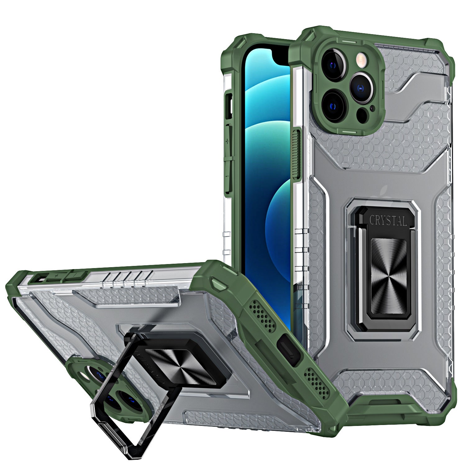 HKM-237331 3D Protective Phone Case with Magnetic Ring for LG, Samsung, Apple, OPPO, vivo, OnePlus, Huawei, Motorola, and Xiaomi