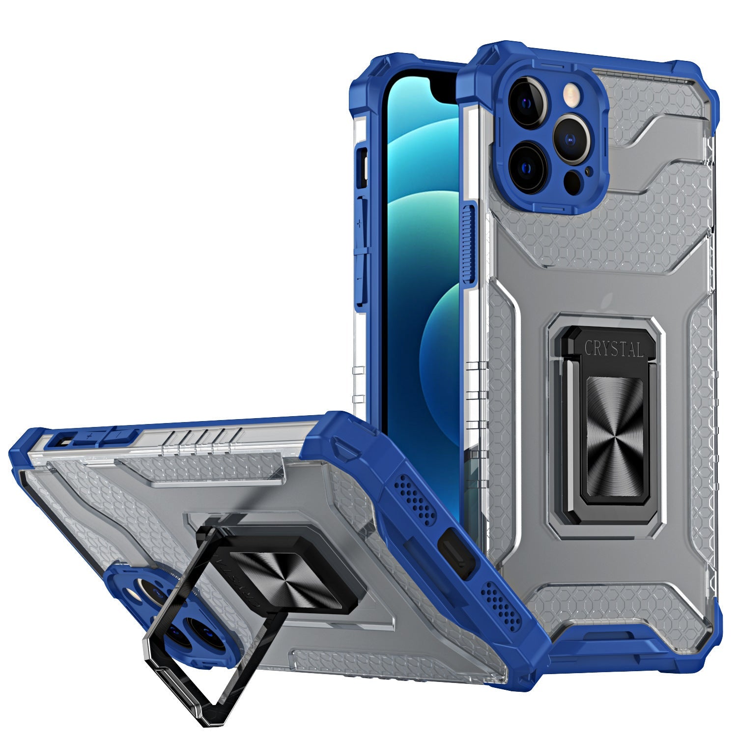 HKM-237331 3D Protective Phone Case with Magnetic Ring for LG, Samsung, Apple, OPPO, vivo, OnePlus, Huawei, Motorola, and Xiaomi