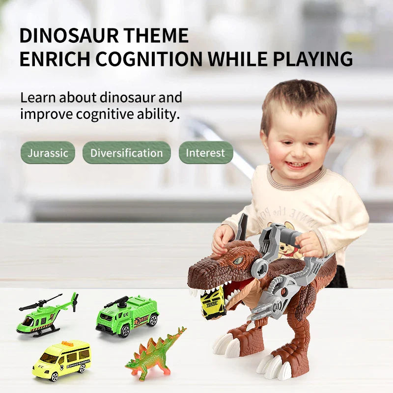HKM-237331 Dinosaur Playset with Tyrannosaurus Models and Capture Car for Educational DIY Fun for Kids