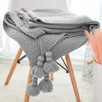 HKM-237395 Fringed Knitted Baby Blanket with Pineapple Pendant in Various Colors and Sizes