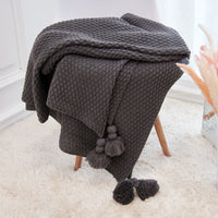 HKM-237395 Fringed Knitted Baby Blanket with Pineapple Pendant in Various Colors and Sizes