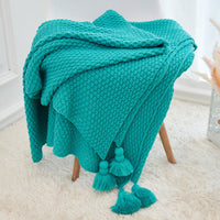 HKM-237395 Fringed Knitted Baby Blanket with Pineapple Pendant in Various Colors and Sizes