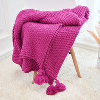 HKM-237395 Fringed Knitted Baby Blanket with Pineapple Pendant in Various Colors and Sizes