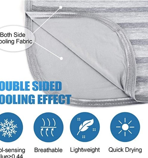 HKM-237395 Reversible Lightweight Cold Fiber Summer Nap Blanket - 130x170 cm, Breathable and Skin-Friendly