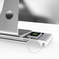 HKM-237587 Ergonomic Computer Monitor Stand with USB Charging and Keyboard Storage