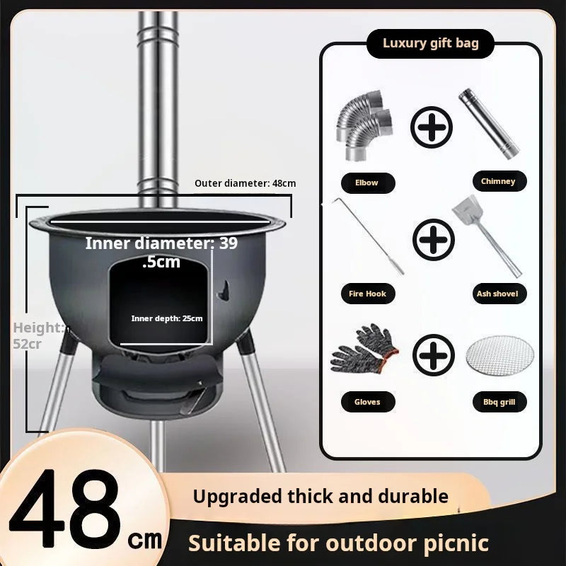 KTX-237587 High-Efficiency Portable Wood Cook Stove for Outdoor Cooking and Camping
