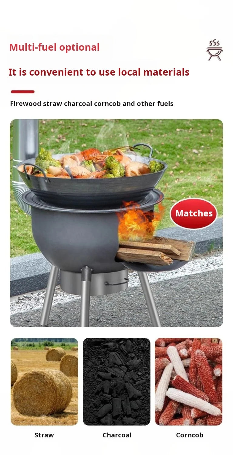 KTX-237587 High-Efficiency Portable Wood Cook Stove for Outdoor Cooking and Camping