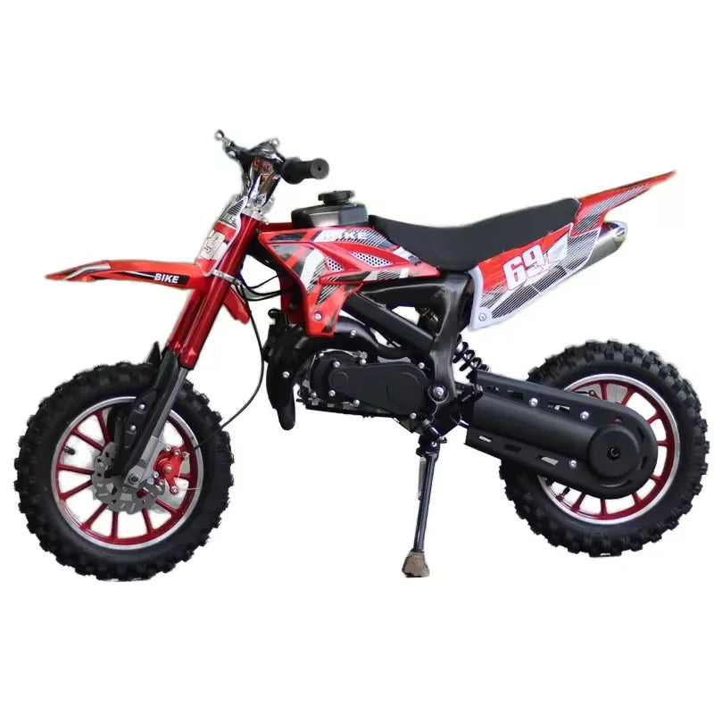 KTX-237651 Kids 2-Wheel Gasoline Motorcycle for Ages 7-10 - 40KM/H Speed, Front and Rear Disc Brakes, 10-Inch Wheels