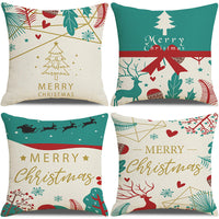 HKM-237907 Sofa Living Room Christmas Pillow Covers - Set of 4, Modern Design, 45x45 cm, Multiple Colors Available