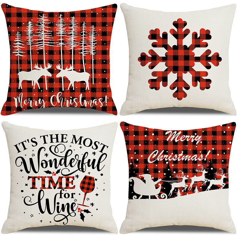 KTX-237907 Sofa Living Room Christmas Pillow Covers - Set of 4, Modern Design, 45x45 cm, Multiple Colors Available