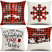 HKM-237907 Sofa Living Room Christmas Pillow Covers - Set of 4, Modern Design, 45x45 cm, Multiple Colors Available