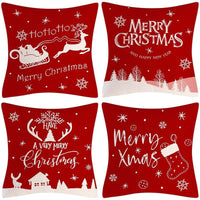 HKM-237907 Sofa Living Room Christmas Pillow Covers - Set of 4, Modern Design, 45x45 cm, Multiple Colors Available