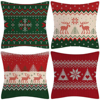 HKM-237907 Sofa Living Room Christmas Pillow Covers - Set of 4, Modern Design, 45x45 cm, Multiple Colors Available