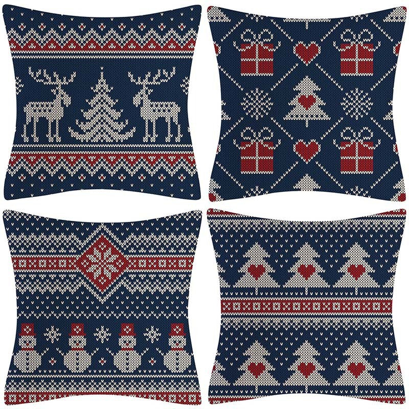 KTX-237907 Sofa Living Room Christmas Pillow Covers - Set of 4, Modern Design, 45x45 cm, Multiple Colors Available