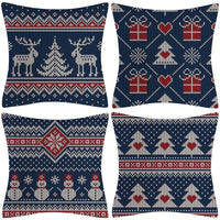 HKM-237907 Sofa Living Room Christmas Pillow Covers - Set of 4, Modern Design, 45x45 cm, Multiple Colors Available