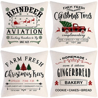 HKM-237907 Sofa Living Room Christmas Pillow Covers - Set of 4, Modern Design, 45x45 cm, Multiple Colors Available