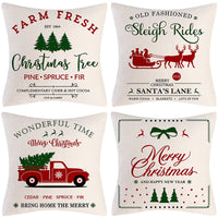 HKM-237907 Sofa Living Room Christmas Pillow Covers - Set of 4, Modern Design, 45x45 cm, Multiple Colors Available