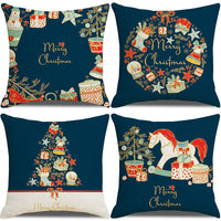 HKM-237907 Sofa Living Room Christmas Pillow Covers - Set of 4, Modern Design, 45x45 cm, Multiple Colors Available