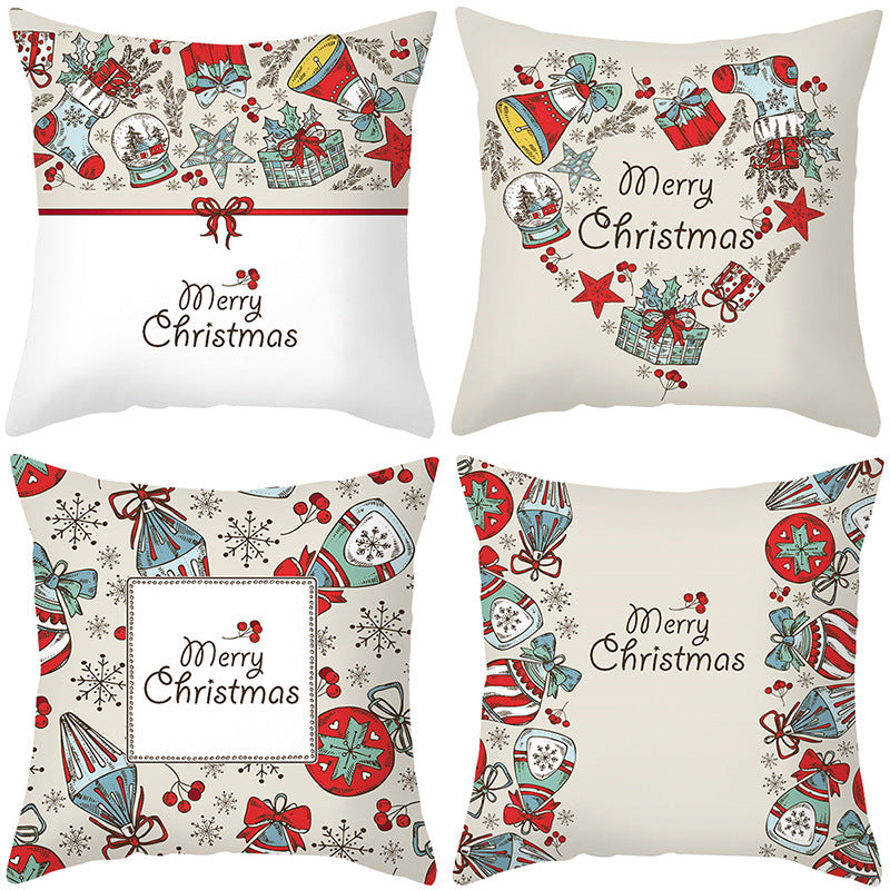 KTX-237907 Sofa Living Room Christmas Pillow Covers - Set of 4, Modern Design, 45x45 cm, Multiple Colors Available