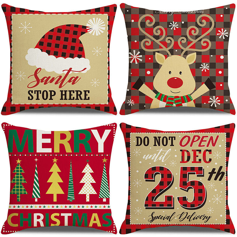 KTX-237907 Sofa Living Room Christmas Pillow Covers - Set of 4, Modern Design, 45x45 cm, Multiple Colors Available