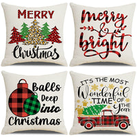 HKM-237907 Sofa Living Room Christmas Pillow Covers - Set of 4, Modern Design, 45x45 cm, Multiple Colors Available